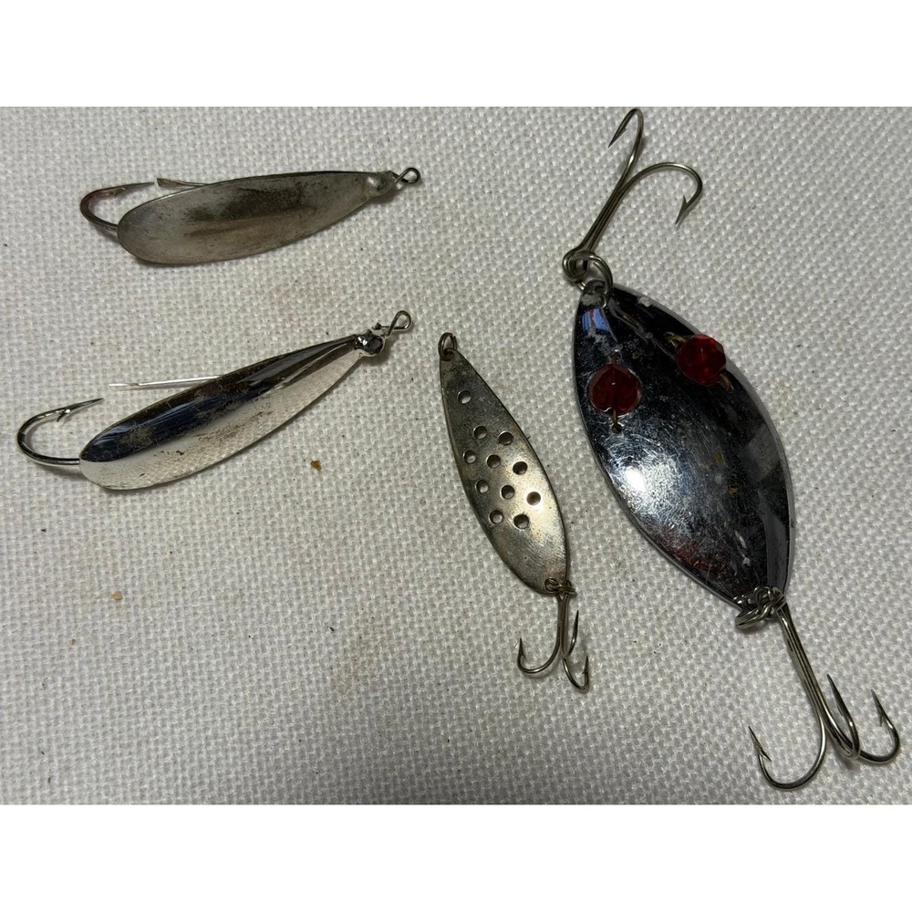 VTG Fishing Lure Lot Red Eye Wiggler Johnsons Silver Minnow Chruscz Spoonfish